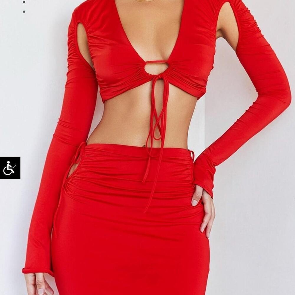 Mistress Rocks Royal Red Jersey Cropped Top in Size XS